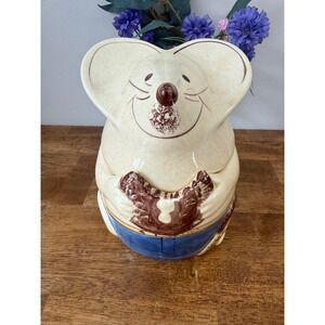 Vintage NS Gustin Mouse Cookie Jar Ceramic Canister Cute Kitchen Decor Retro MCM